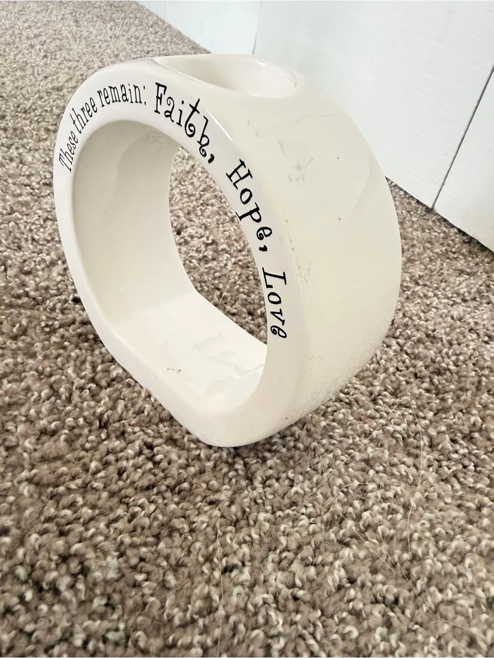 Faith Hope Love White Ceramic Nesting Candle Holders - Set of 3